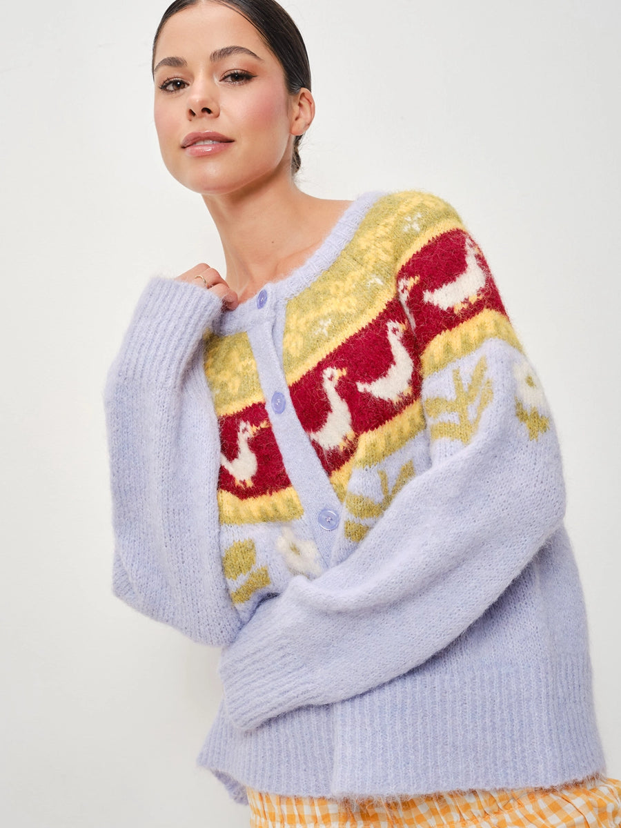 RIA NORDIC GOOSE GARDEN CARDIGAN - LILAC