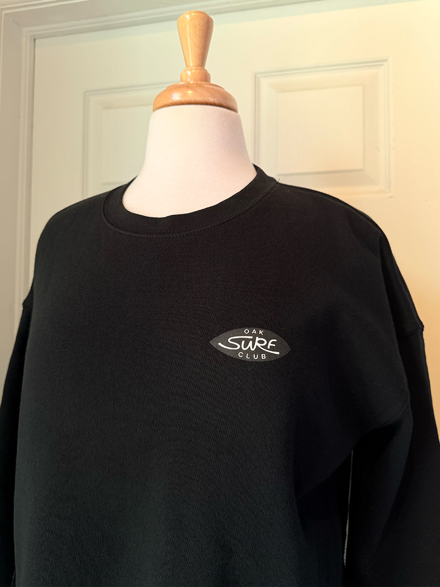 OAK SURF CLUB LOGO CROPPED CREW - BLACK T-SHIRTS OAK SURF CLUB
