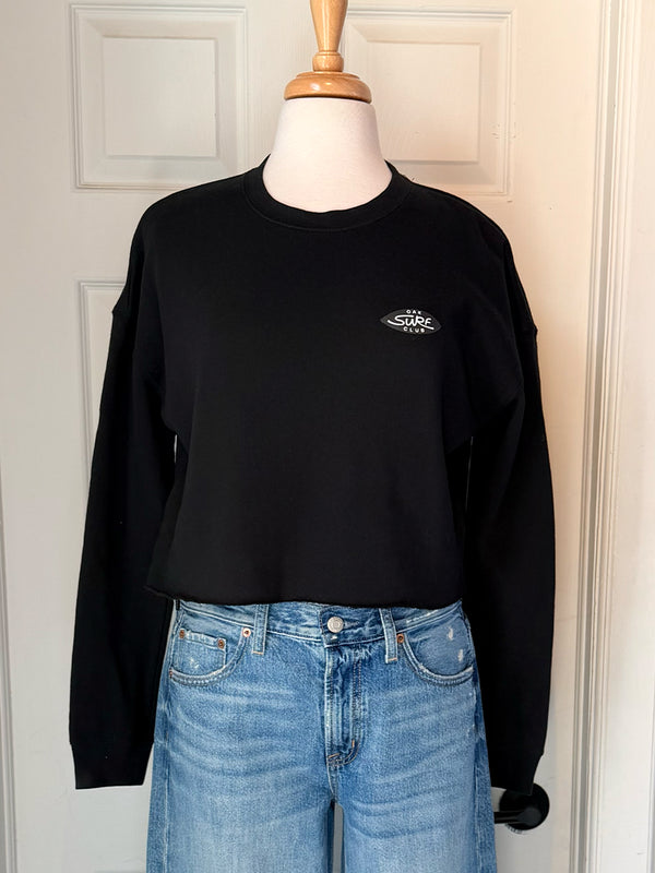 OAK SURF CLUB LOGO CROPPED CREW - BLACK T-SHIRTS OAK SURF CLUB