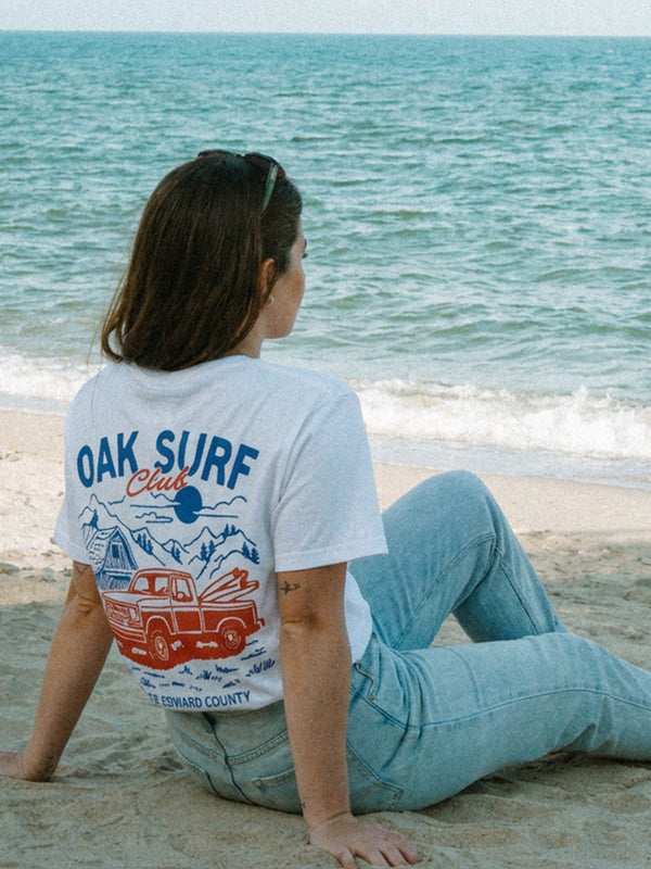 OAK SURF CLUB TRUCK WOMENS TEE - WHITE T-SHIRTS OAK SURF CLUB