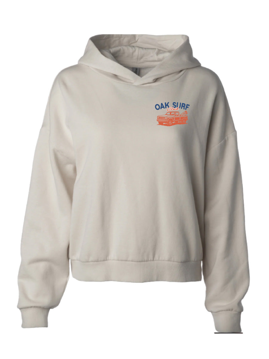 OAK SURF CLUB TRUCK WOMENS HOODIE - CREAM SWEATERS OAK SURF CLUB
