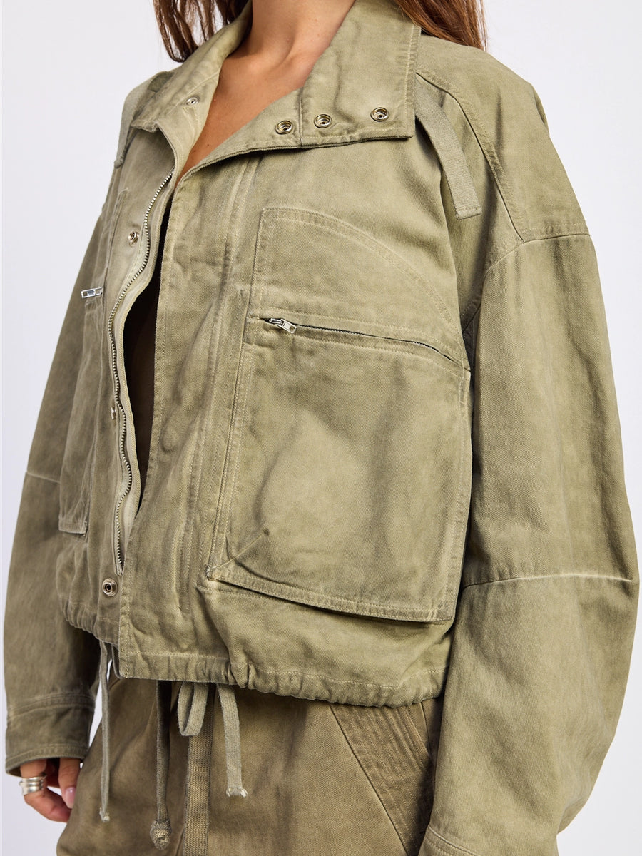 OIL WASH UTILITY JACKET - WASHED KHAKI