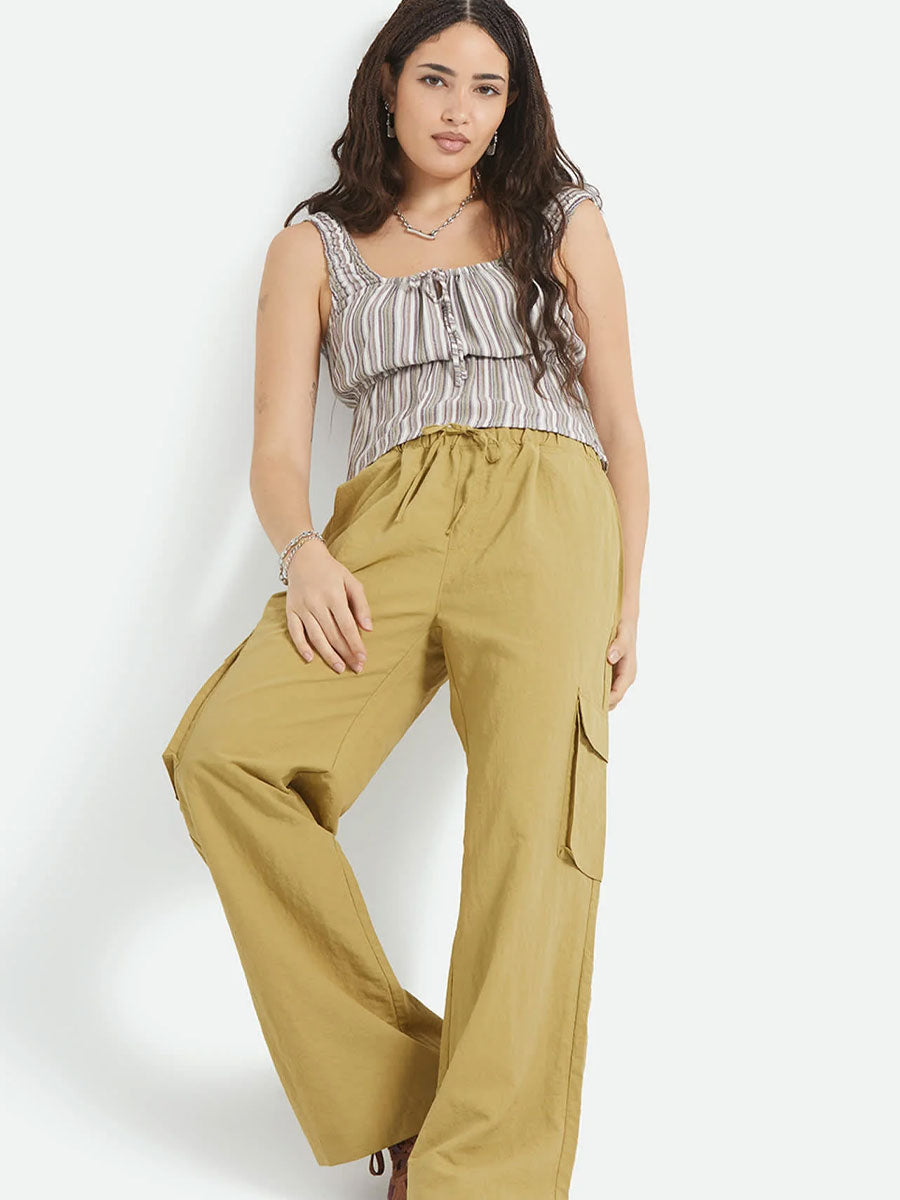 BRIXTON THE JETT CARGO WIDE LEG PANT - OLIVE STONE PANT BRIXTON