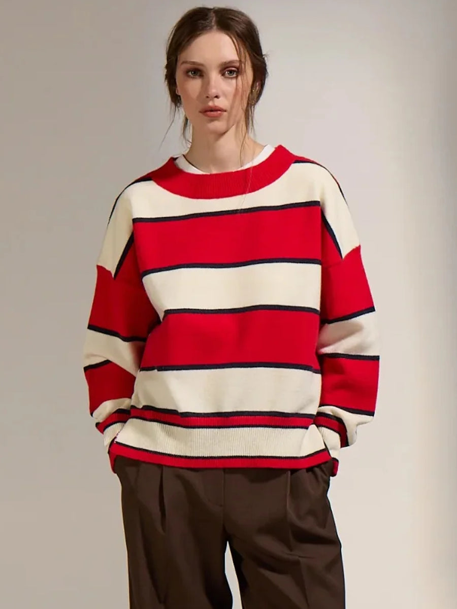 DELUC OSSA STRIPED SWEATER - RED AND NAVY STRIPE