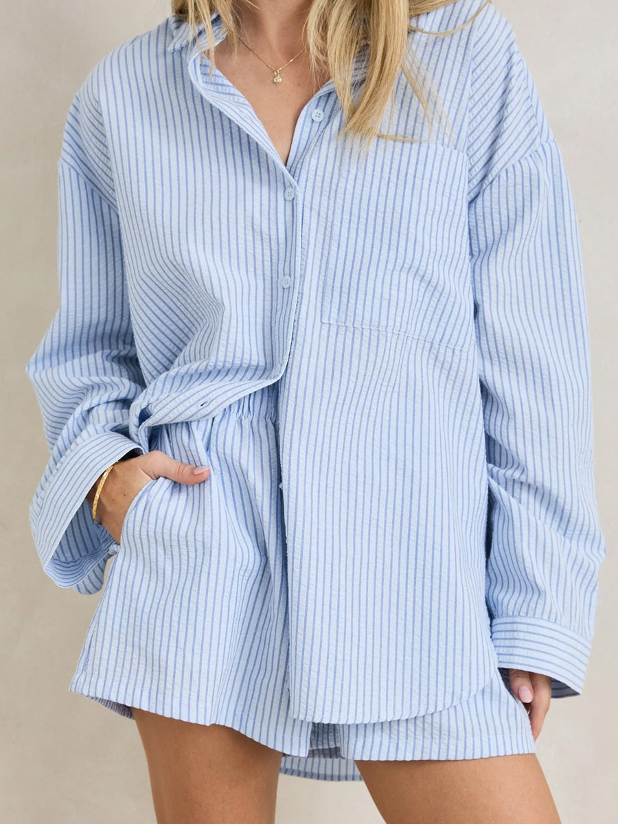 RHYTHM OVERSWIM STRIPE SHORT - BLUE SHORTS RHYTHM