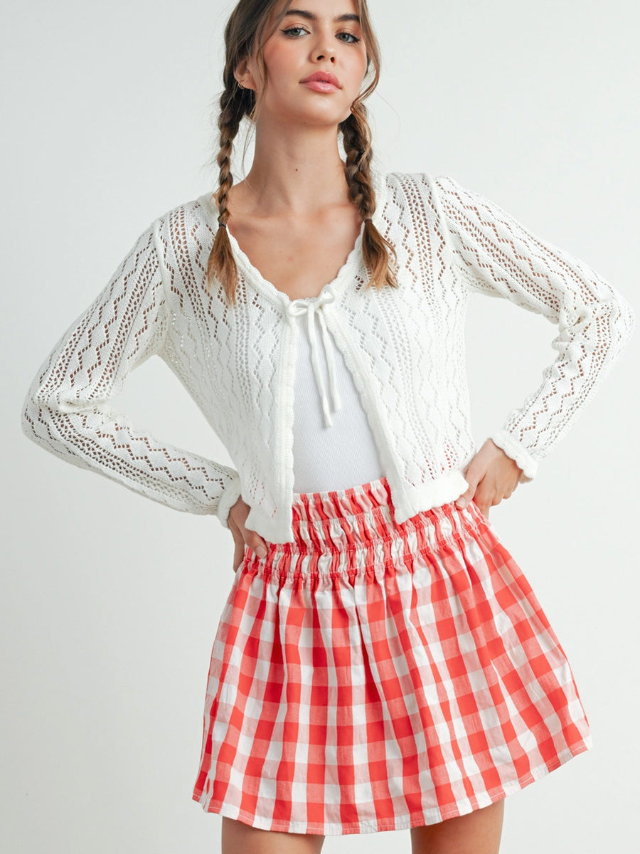 CHECKED PATTERN PLAID SKIRT - RED IVORY SKIRTS OAK CLOTHING CO.