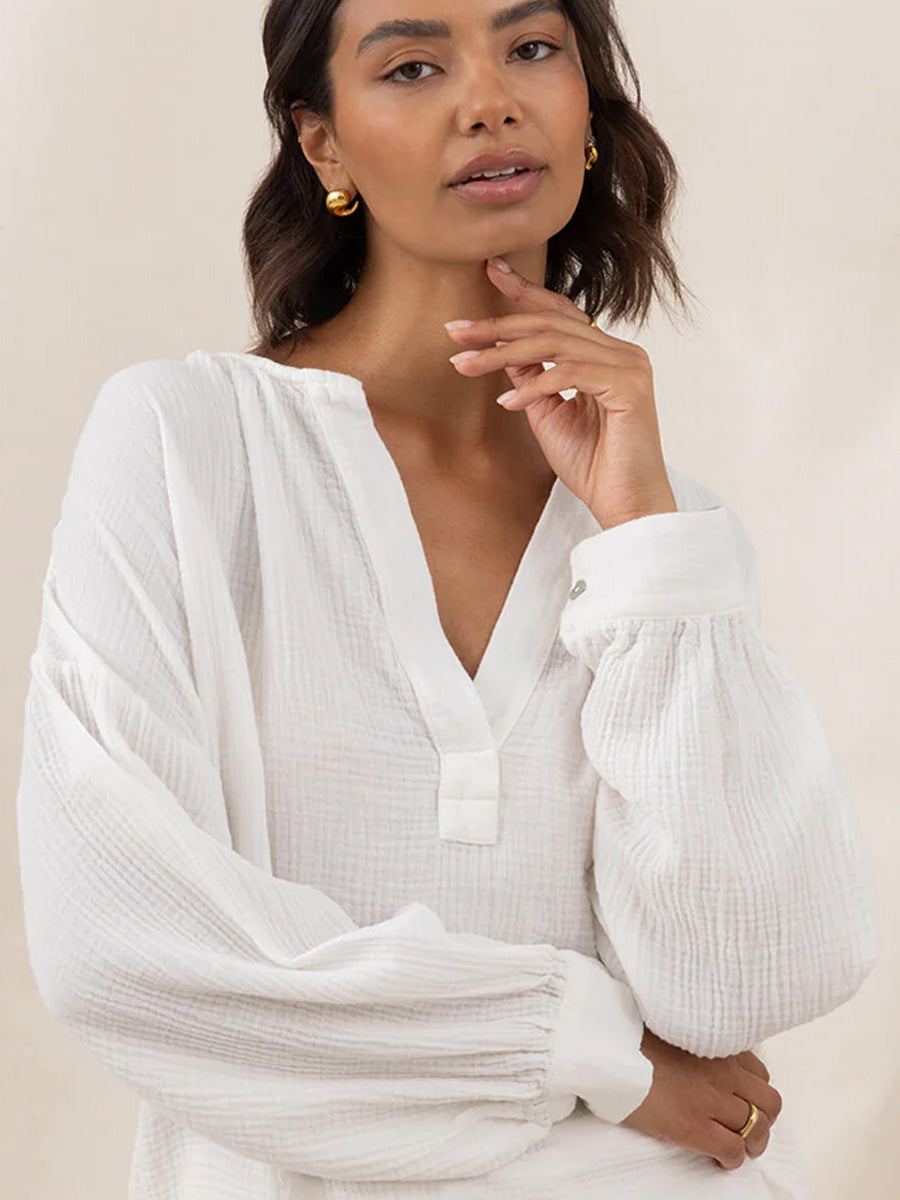 CHARLI PEACH COTTON SHIRT - WHITE SHIRTS CHARLI