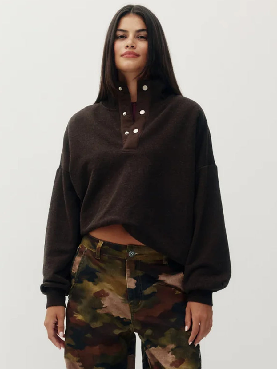 KUWALLA PEAKFORM FUNNEL SWEATSHIRT - TOASTED COCOA