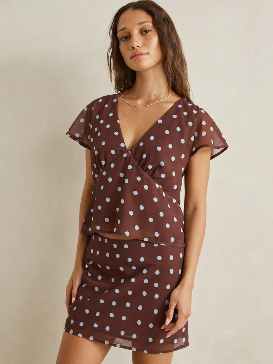 RHYTHM PENNY MINI SKIRT - CHOCOLATE SKIRTS RHYTHM