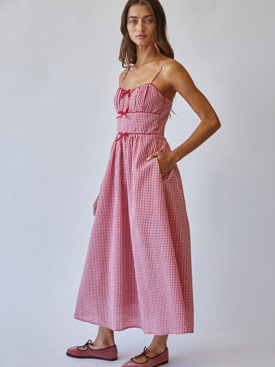 SWEET ESCAPE PICNIC BOW DRESS - RED DRESSES -