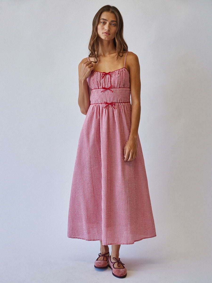 SWEET ESCAPE PICNIC BOW DRESS - RED DRESSES -