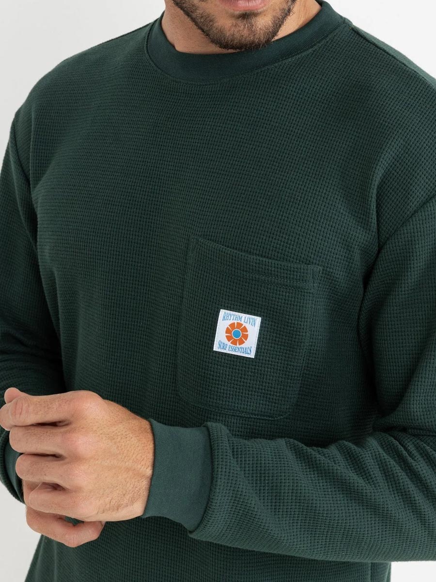 RHYTHM VINTAGE POCKET LONG-SLEEVE WAFFLE - PINE Shirts & Tops -