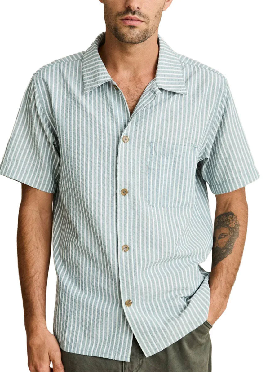RHYTHM SEERSUCKER STRIP SHORT-SLEEVE SHIRT - PINE
