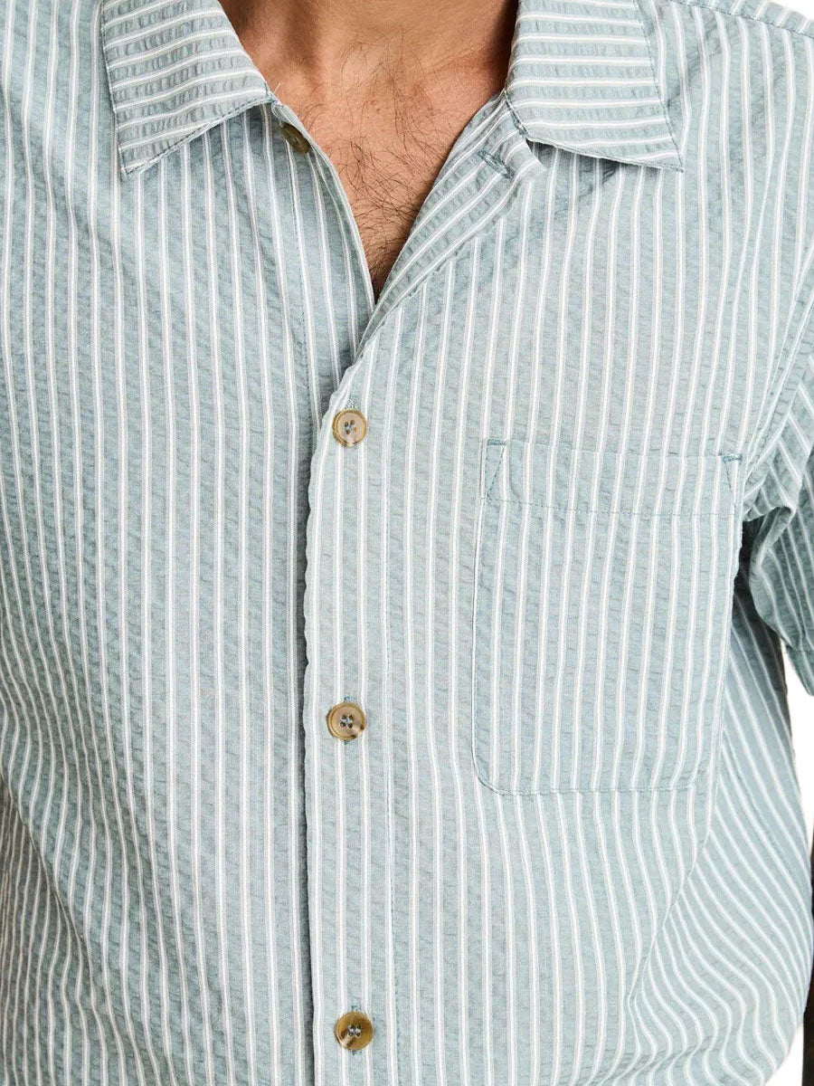 RHYTHM SEERSUCKER STRIP SHORT-SLEEVE SHIRT - PINE