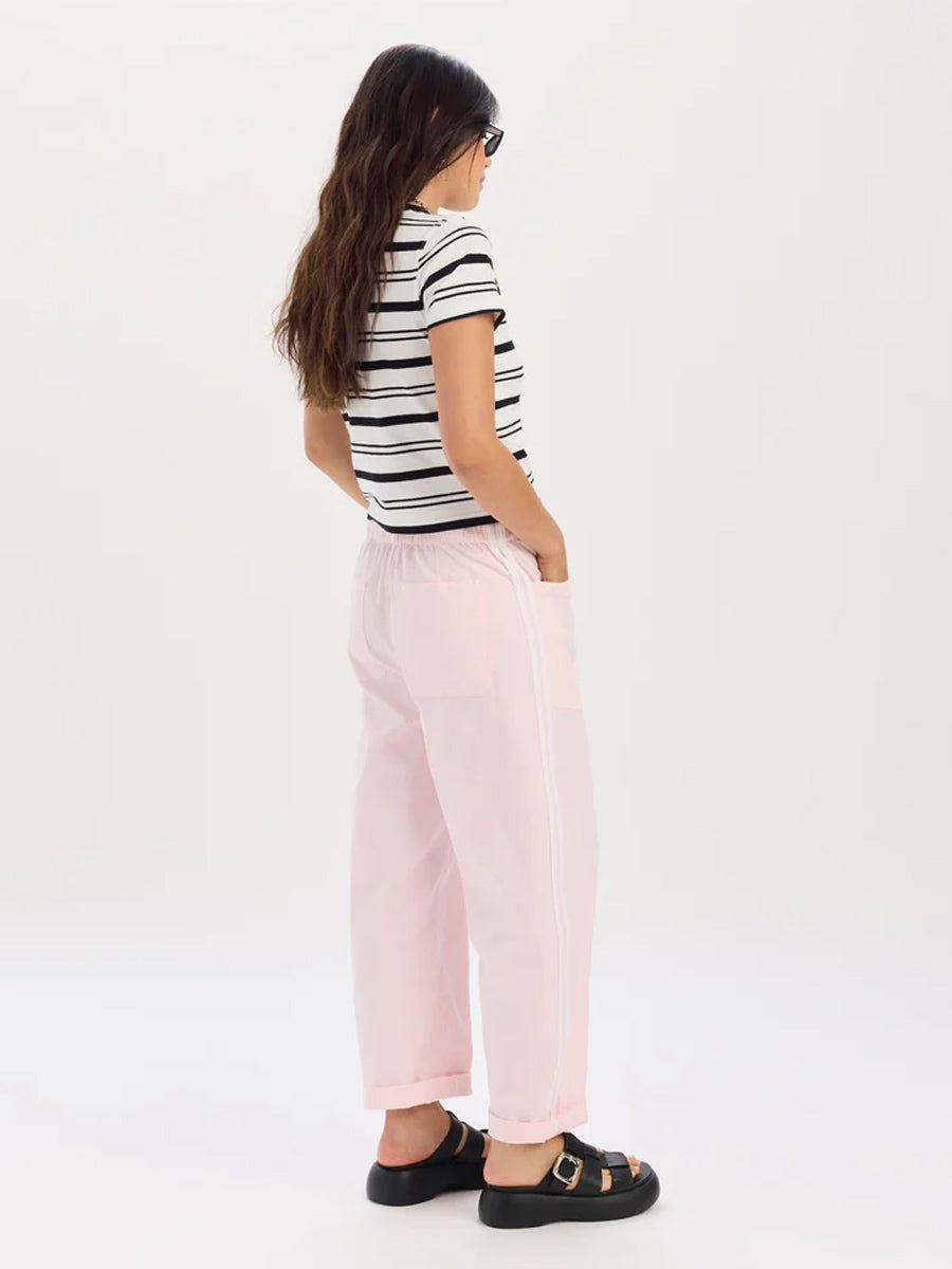 DAZE VILLA PANT DRAWSTRING BARREL PANT W/ SPORT STRIPE - PETAL PANTS DAZE DENIM