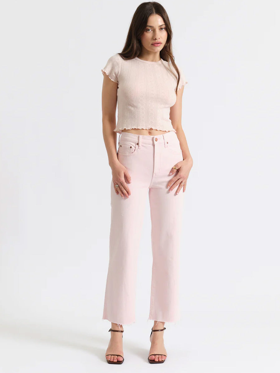 DAZE PLEASER HIGH RISE WIDE ANKLE - THINK PINK JEANS DAZE DENIM