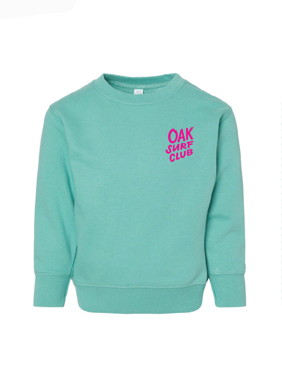 OAK SURF CLUB YOUTH GROVER CREWNECK - PINK/TEAL SWEATERS OAK SURF CLUB