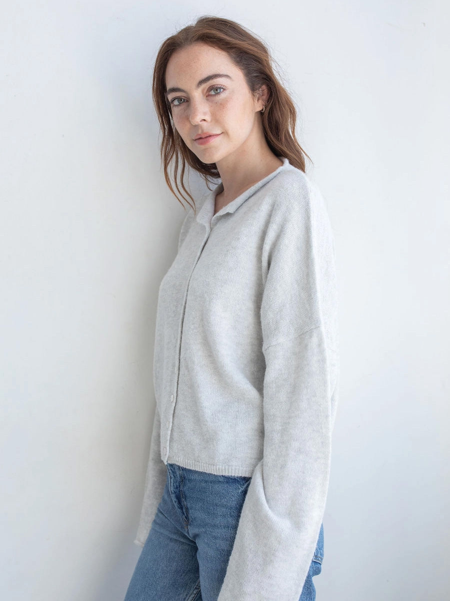 PIPER CARDIGAN - LIGHT GREY SWEATER -
