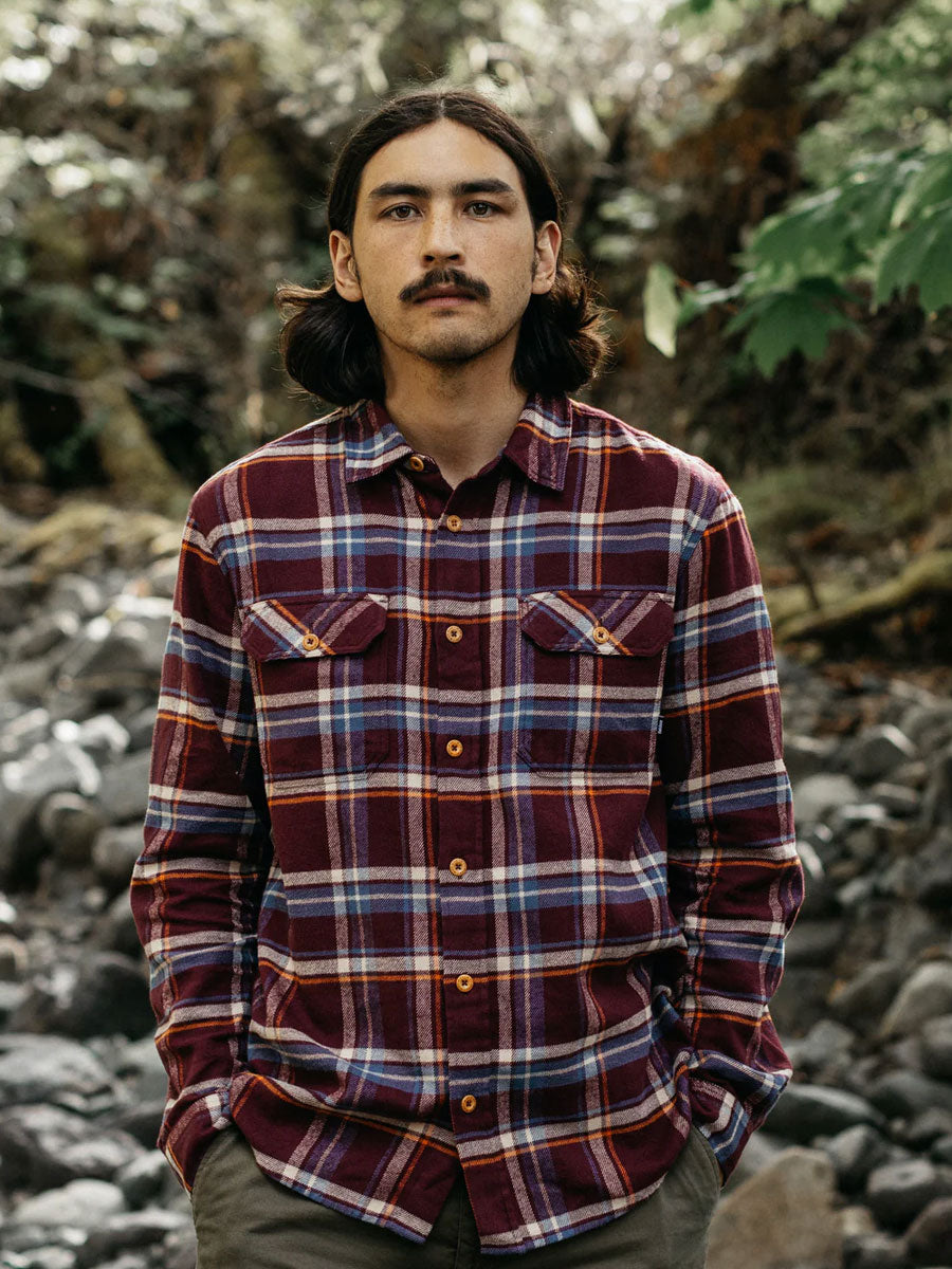 FINISTERRE BEARDSMORE SHIRT - PLUM CHECK SHIRT -