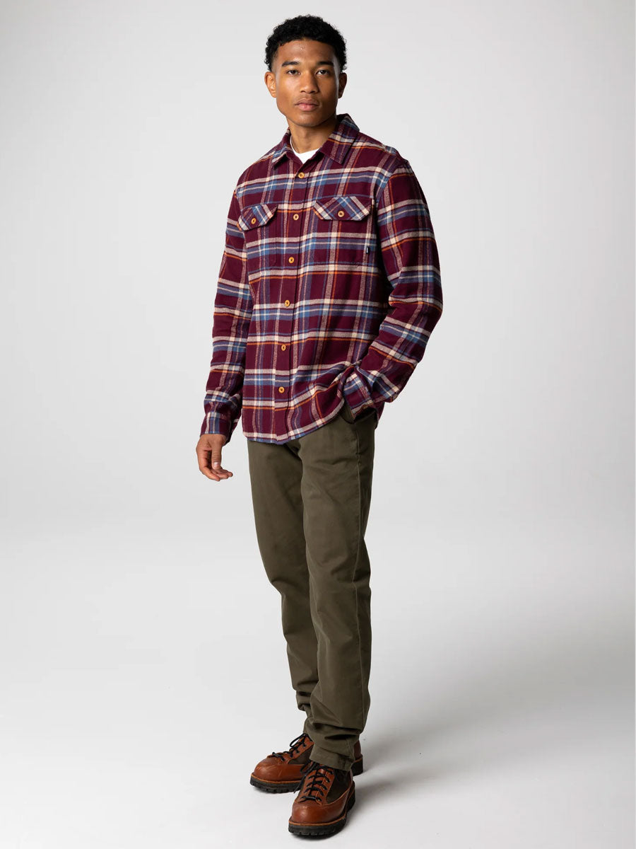 FINISTERRE BEARDSMORE SHIRT - PLUM CHECK SHIRT -