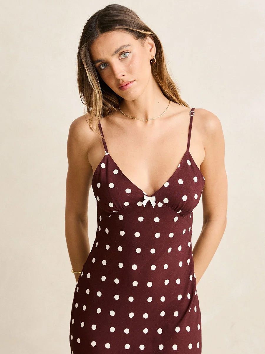 RHYTHM POLKA DOT BIAS MIDI DRESS - CAFE DRESSES RHYTHM