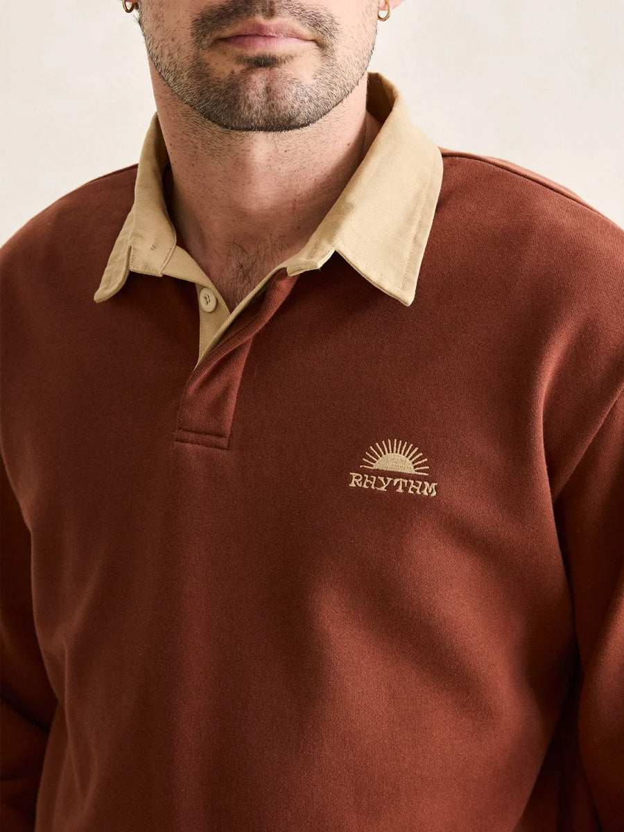 RHYTHM HERITAGE BLOOM RUGBY POLO - BARK