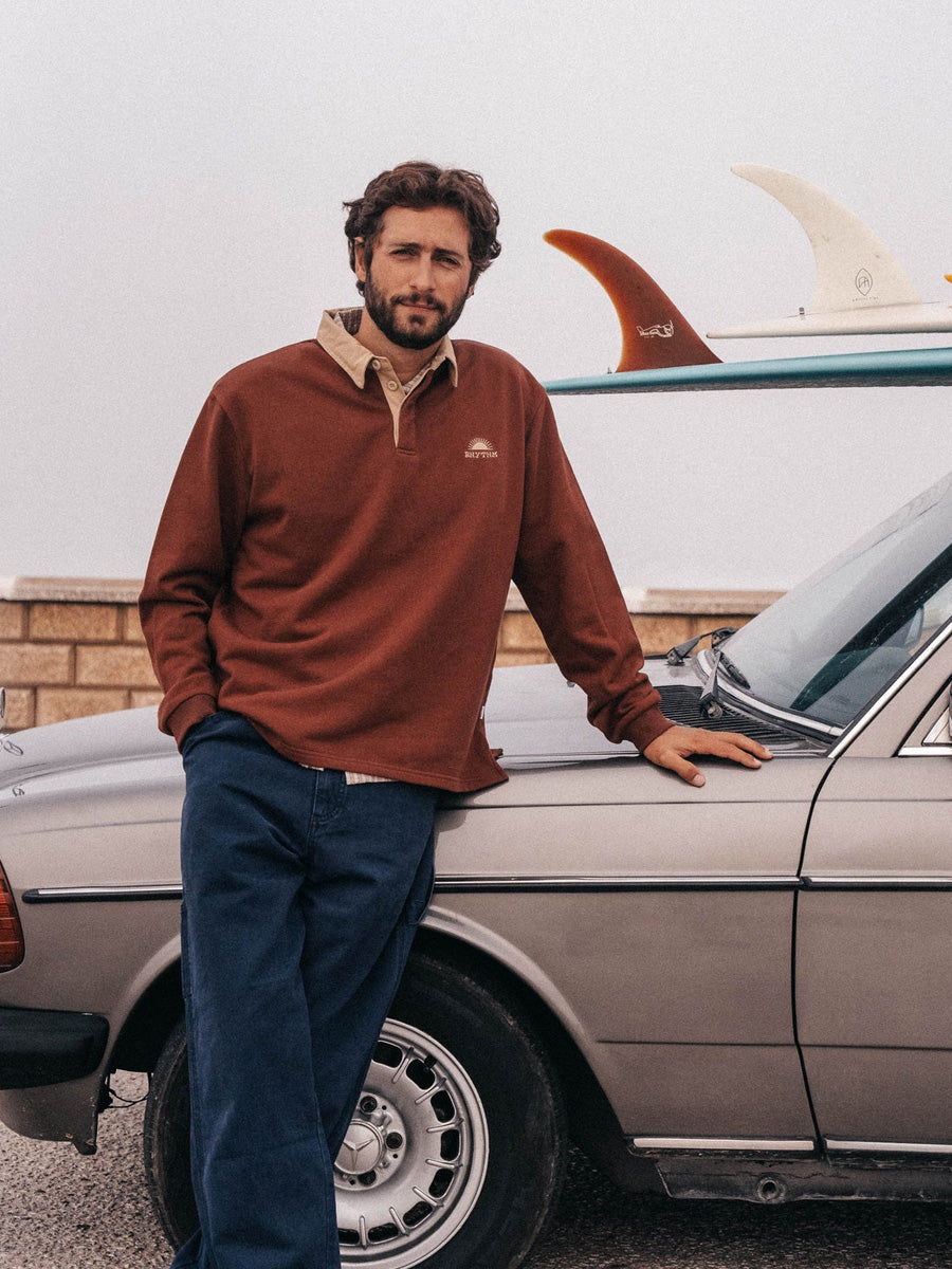 RHYTHM HERITAGE BLOOM RUGBY POLO - BARK