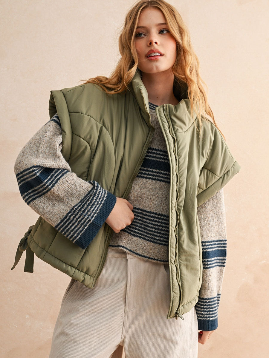 OVERSIZED PUFFER VEST - OLIVE VEST OAK CLOTHING CO. INC.