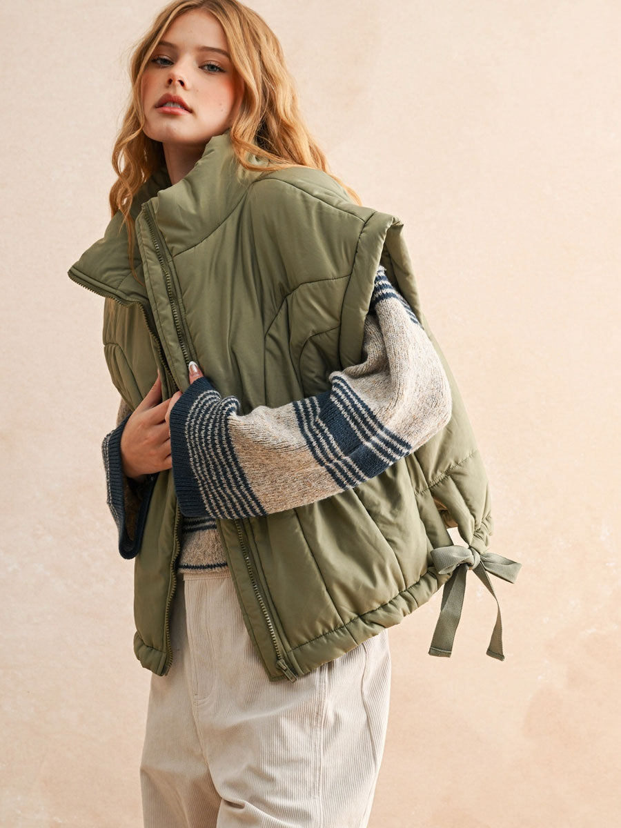 OVERSIZED PUFFER VEST - OLIVE VEST OAK CLOTHING CO. INC.
