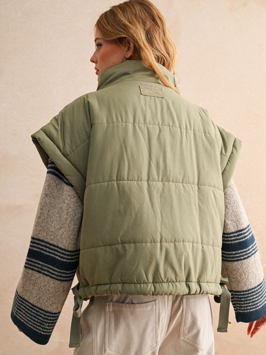 OVERSIZED PUFFER VEST - OLIVE VEST OAK CLOTHING CO. INC.