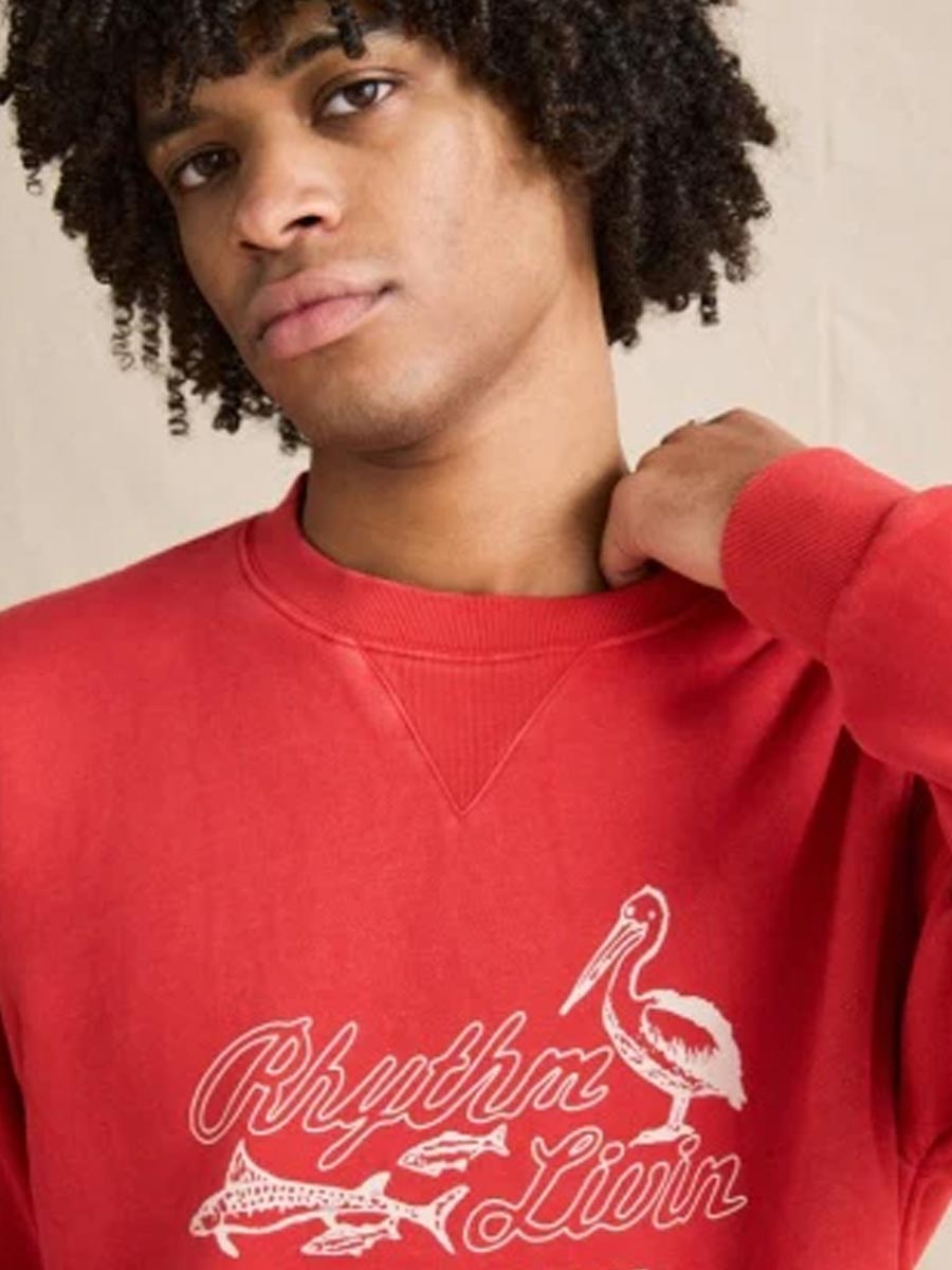 RHYTHM C2C OVERDYED CREW - VINTAGE RED CREWNECK -