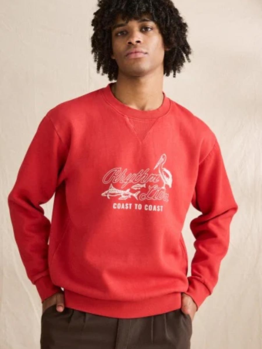 RHYTHM C2C OVERDYED CREW - VINTAGE RED CREWNECK -