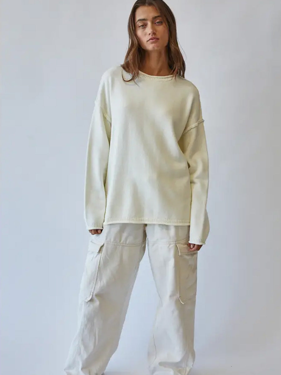 INSIDE OUT ROLL NECK PULLOVER SWEATER - IVORY