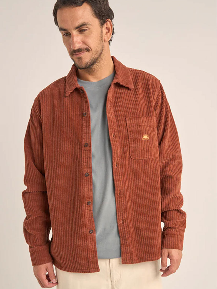 RHYTHM CORDUROY LONGSLEEVE SHIRT - RUST SHIRT -