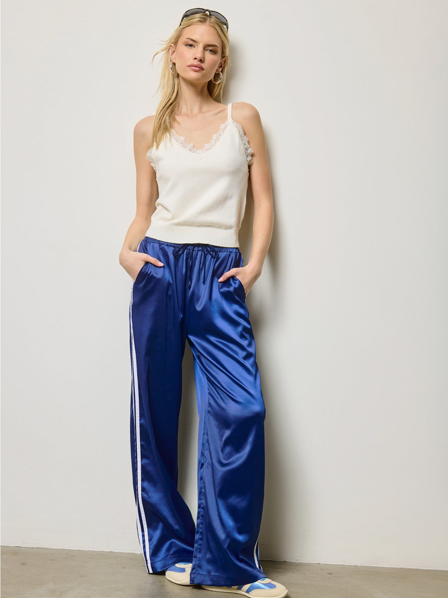 SATIN TACK PANTS - NAVY PANTS OAK CLOTHING CO.