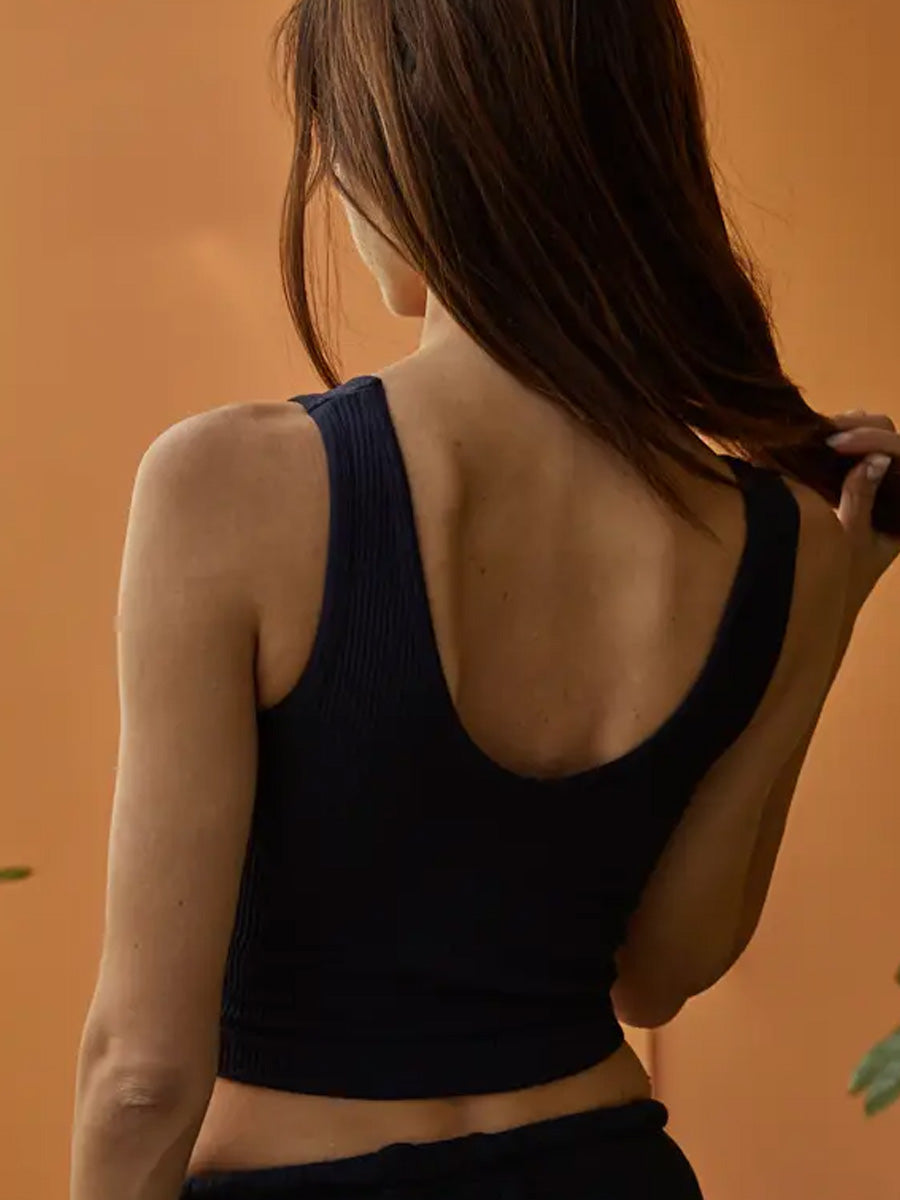 SEAMLESS SLEEVELESS REVERSIBLE TANK - BLACK
