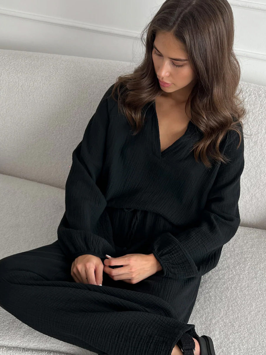 CHARLI SELENA COTTON TOP - BLACK SHIRTS CHARLI