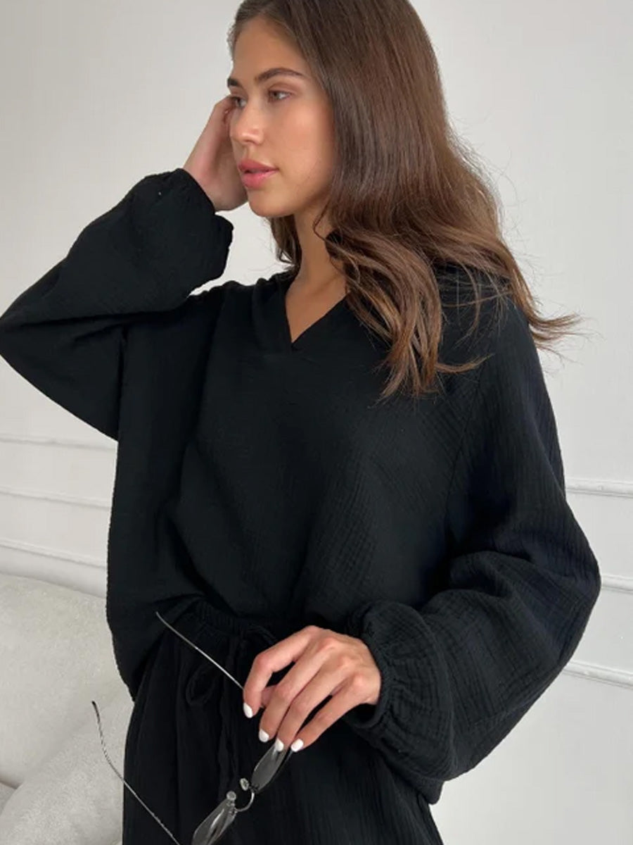 CHARLI SELENA COTTON TOP - BLACK SHIRTS CHARLI