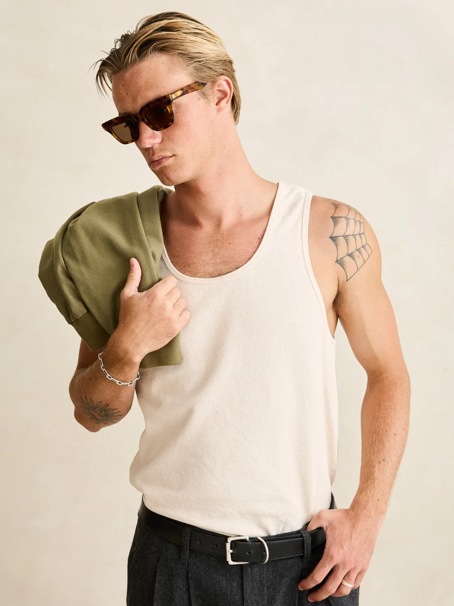 RHYTHM TEXTURED JERSEY SINGLET - NATURAL T-SHIRTS RHYTHM