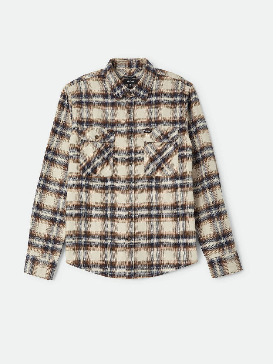 BRIXTON BOWERY FLANNEL - SOFT BROWN PLAID