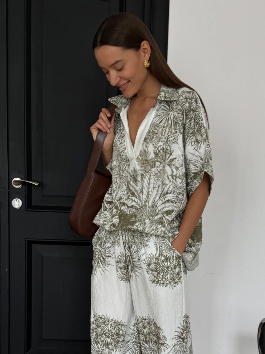 CHARLI STELLA TOP - KHAKI PRINT SHIRTS CHARLI