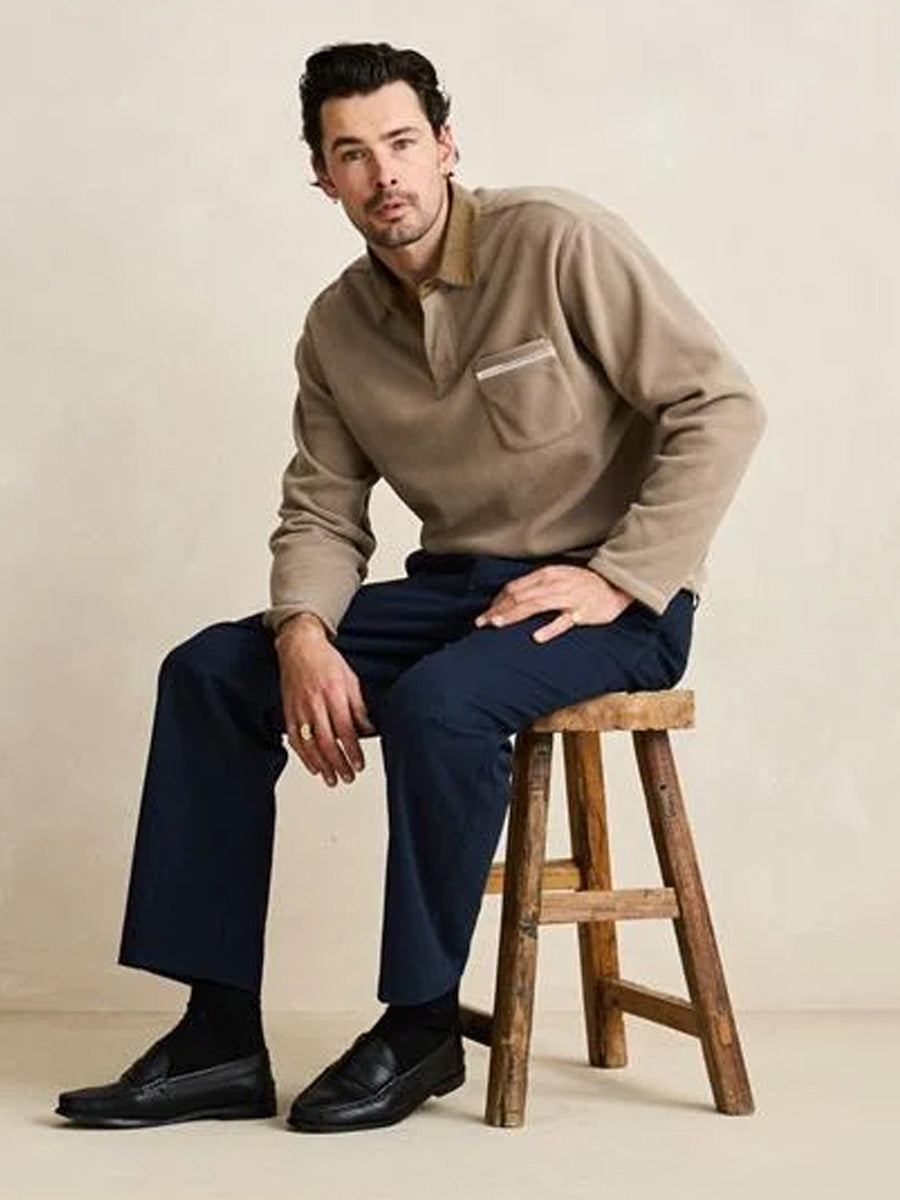RHYTHM LADDER POLAR LONG-SLEEVE POLO - STONE