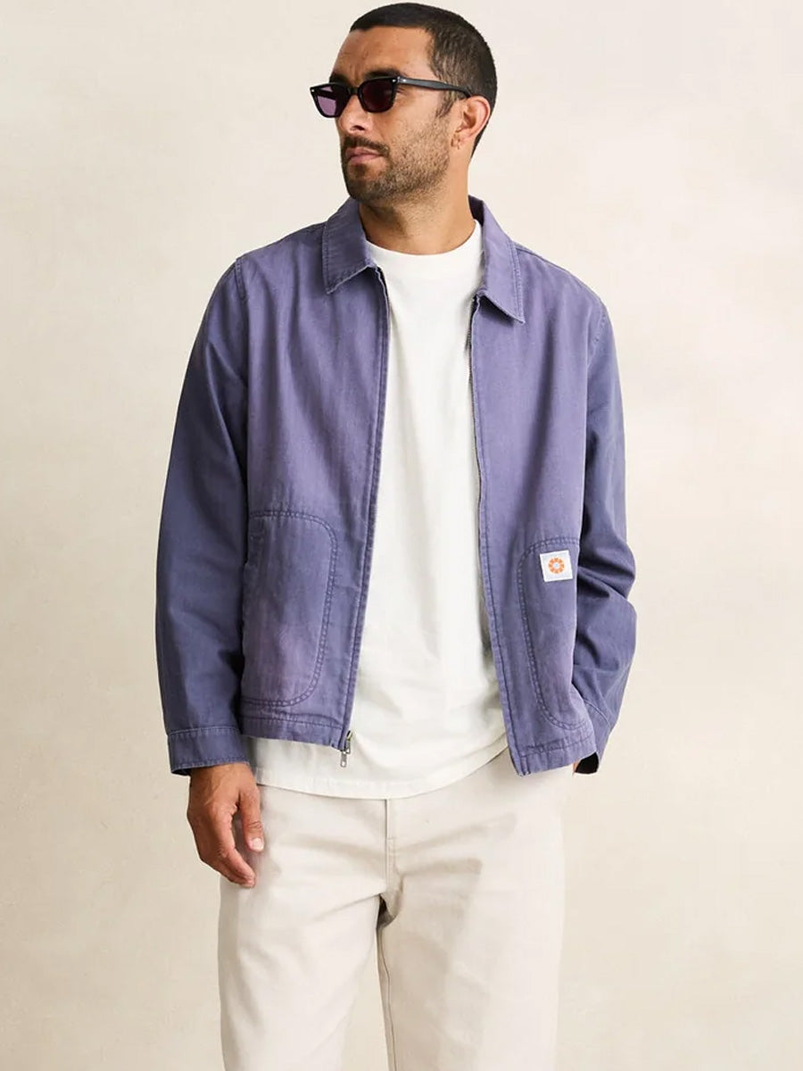 RHYTHM HERRINGBONE SUN WASH JACKET - VINTAGE BLUE