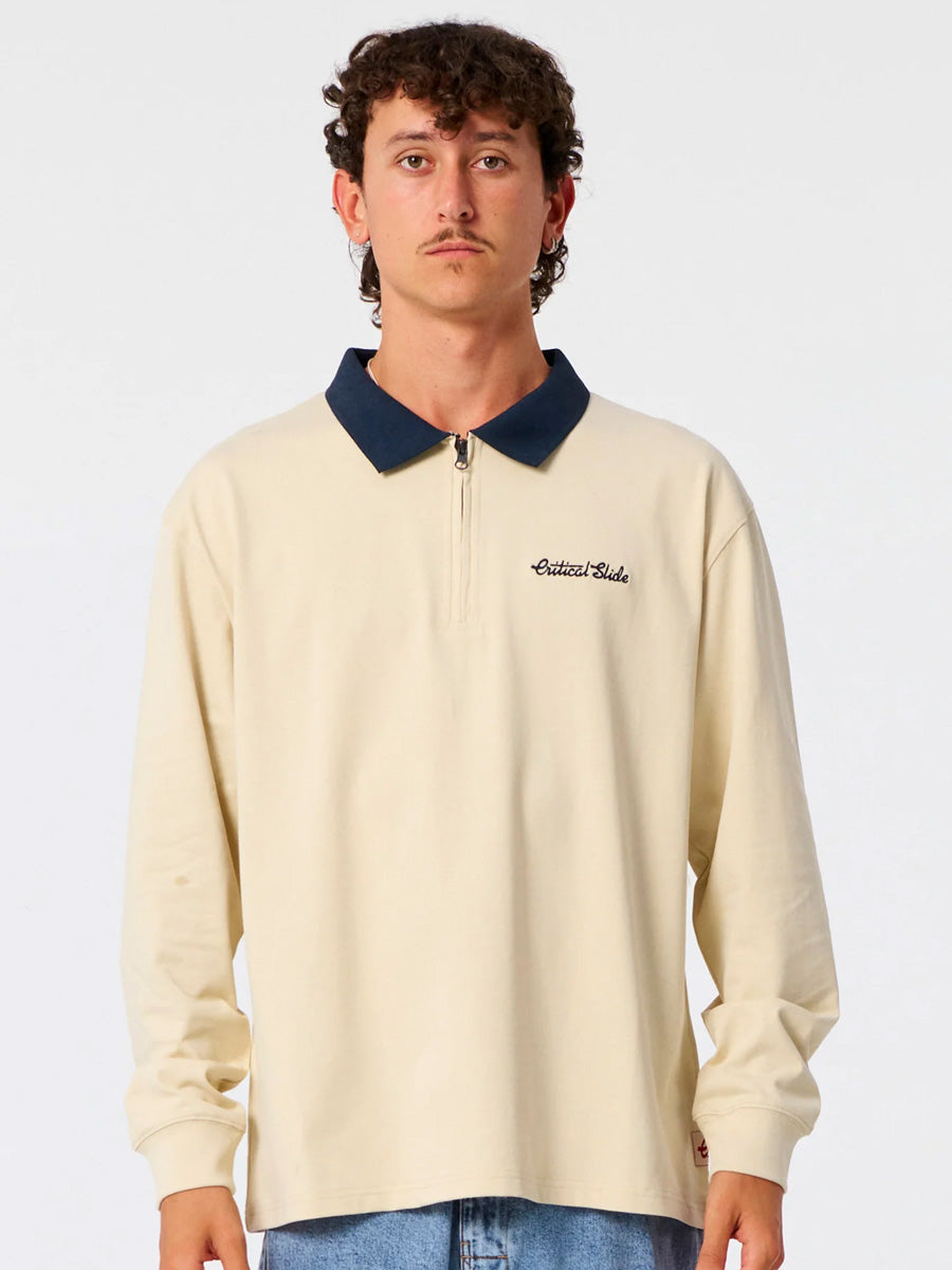 CRITICAL SLIDE SUN CURED 1/4 ZIP RUGBY - ECRU SHIRTS CRITICAL SLIDE