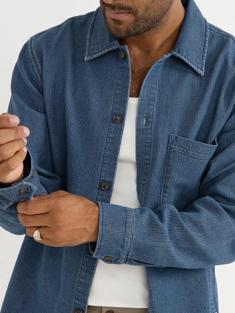 RHYTHM TEXTURED WALE LONG-SLEEVE SHIRT - INDIGO SHIRT -