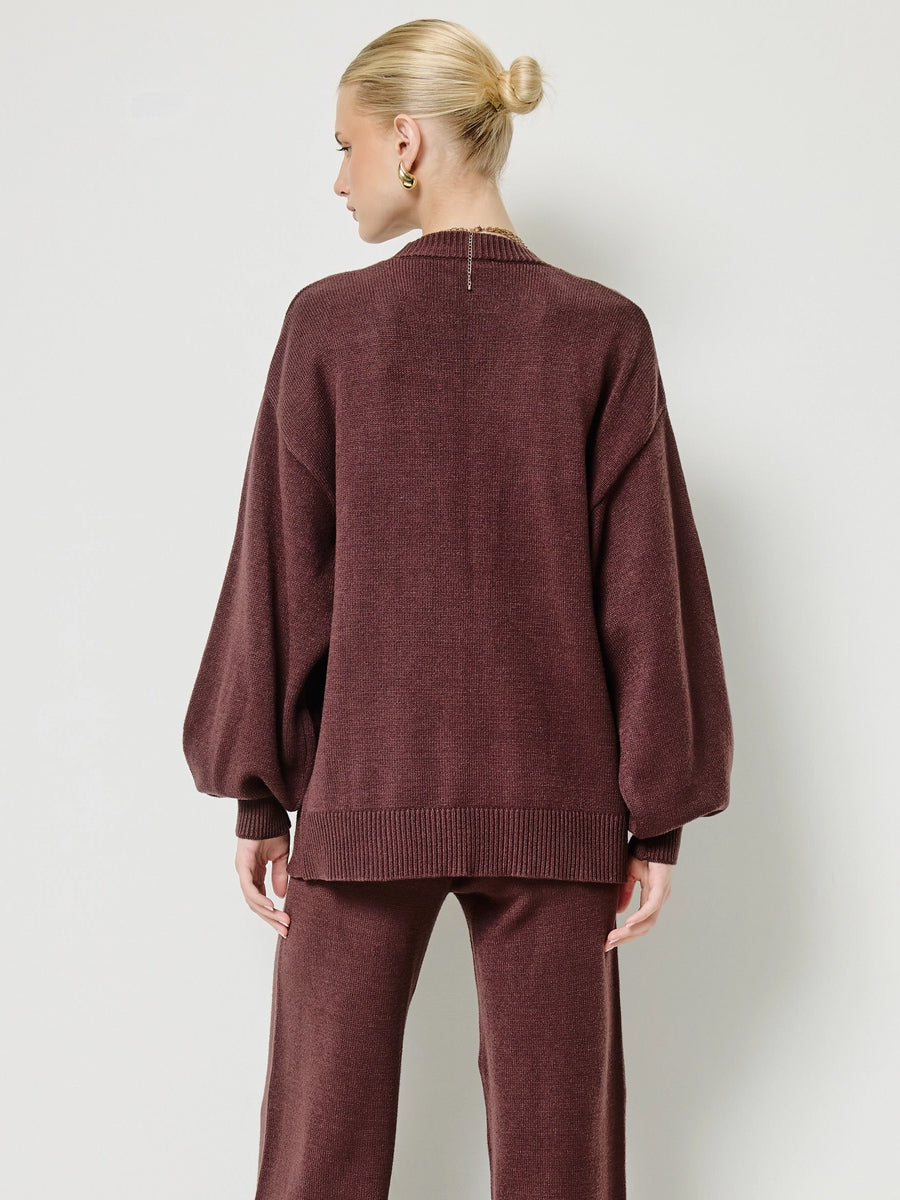 TIE FRONT CARDIGAN - CHOCOLATE