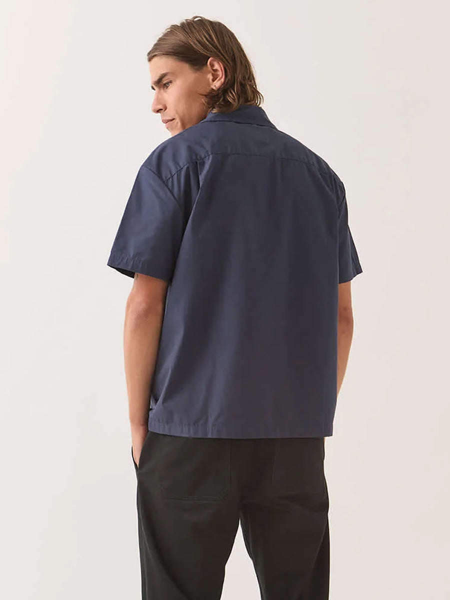 BRIXTON TRADEMARK WOVEN SHORT-SLEEVE SHIRT - WASHED NAVY