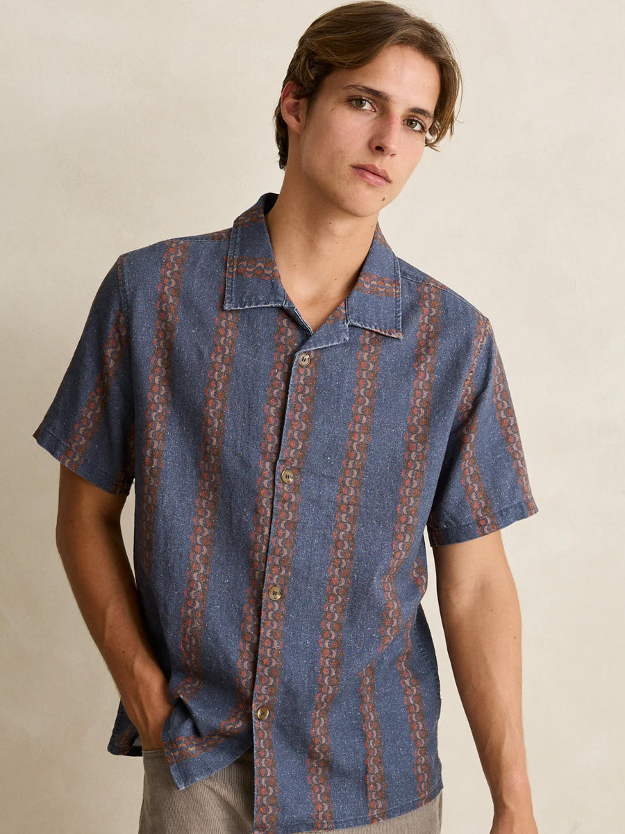 RHYTHM TREMOLO SHORT-SLEEVE SHIRT - BLUE SHIRTS RHYTHM