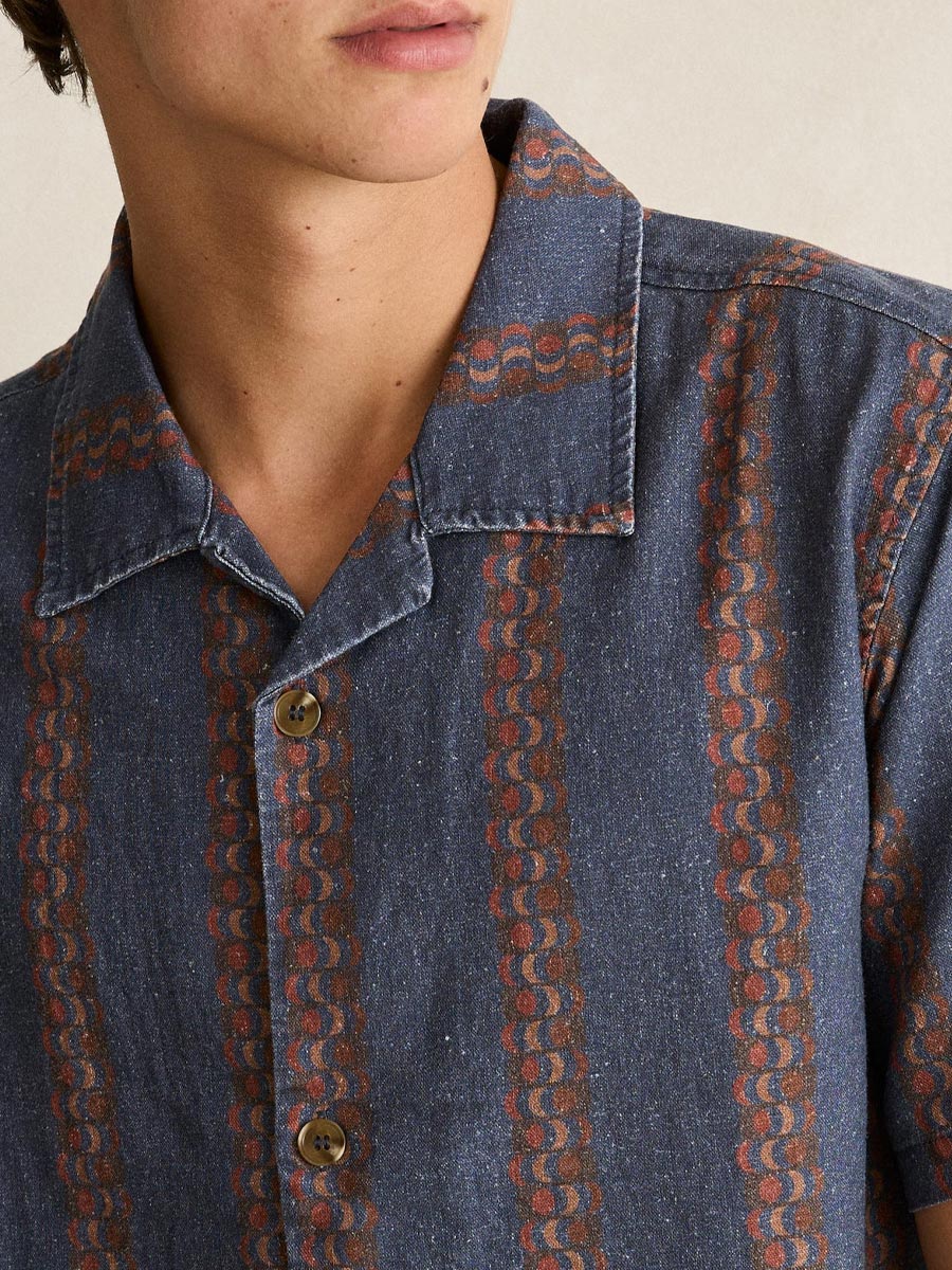 RHYTHM TREMOLO SHORT-SLEEVE SHIRT - BLUE SHIRTS RHYTHM