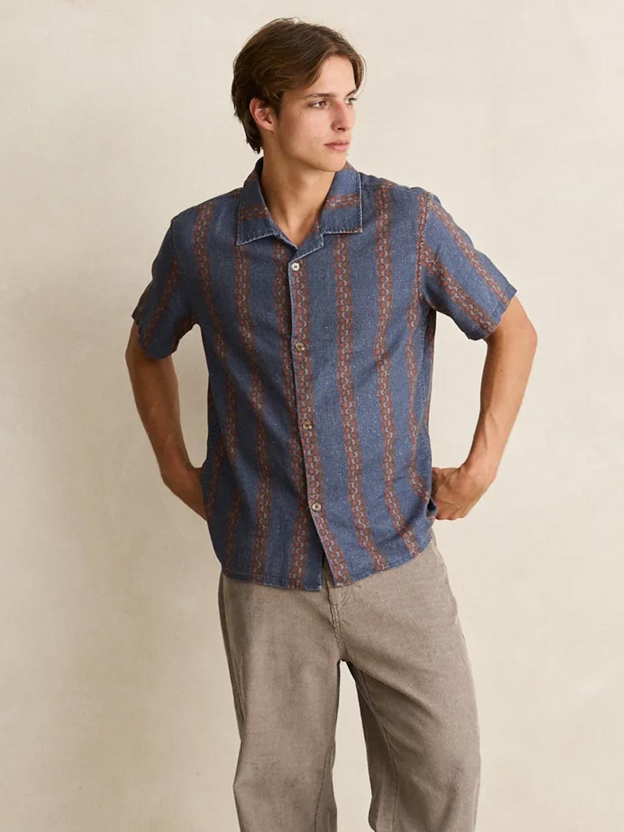 RHYTHM TREMOLO SHORT-SLEEVE SHIRT - BLUE SHIRTS RHYTHM